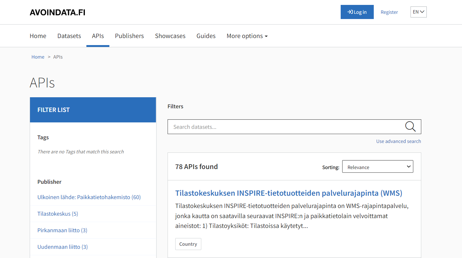 You can find APIs tab from opendata.fi's main navigation.